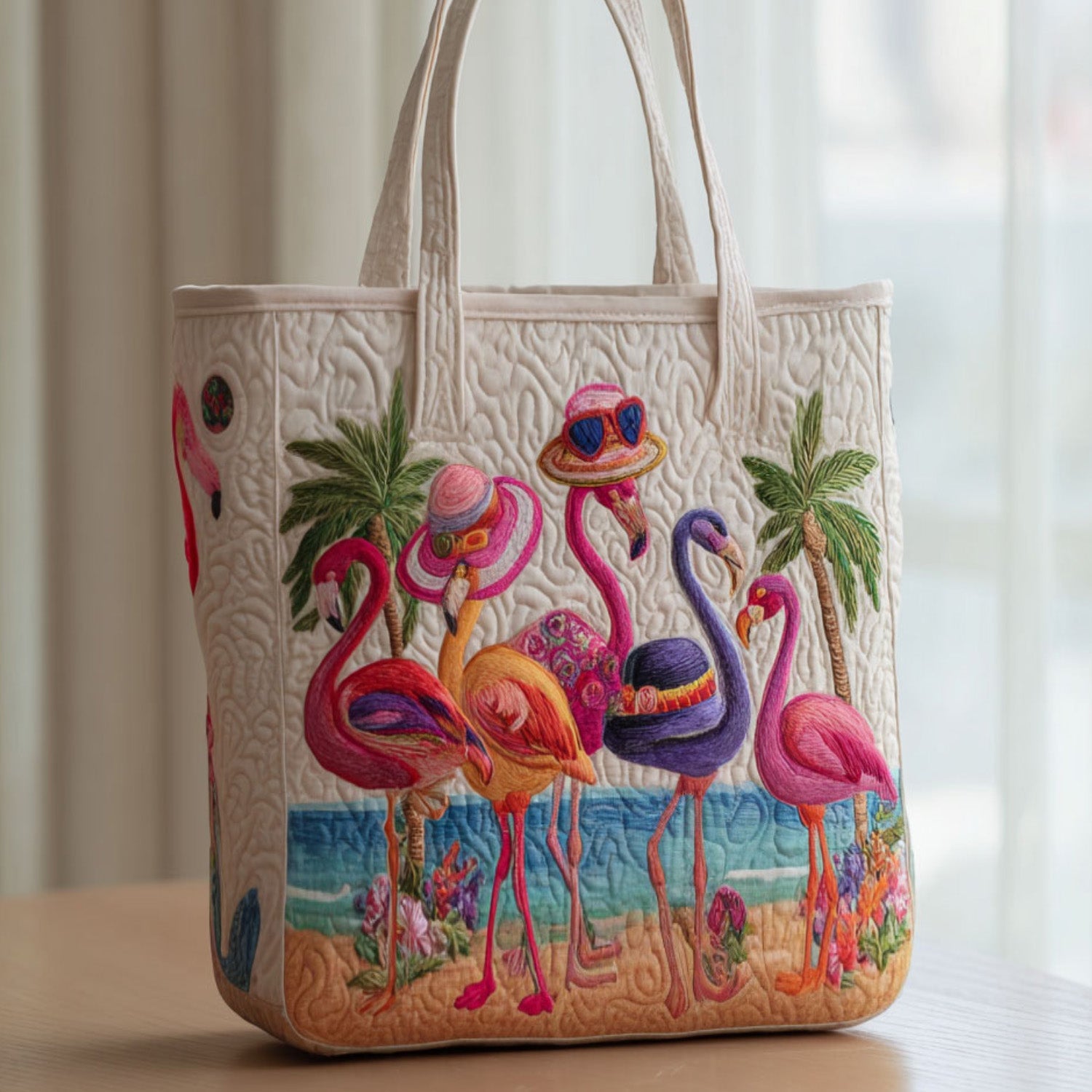Pink Wink Quilted Tote Bag The Best Shoulder Bags Birthday Gifts For Flamingo Lovers