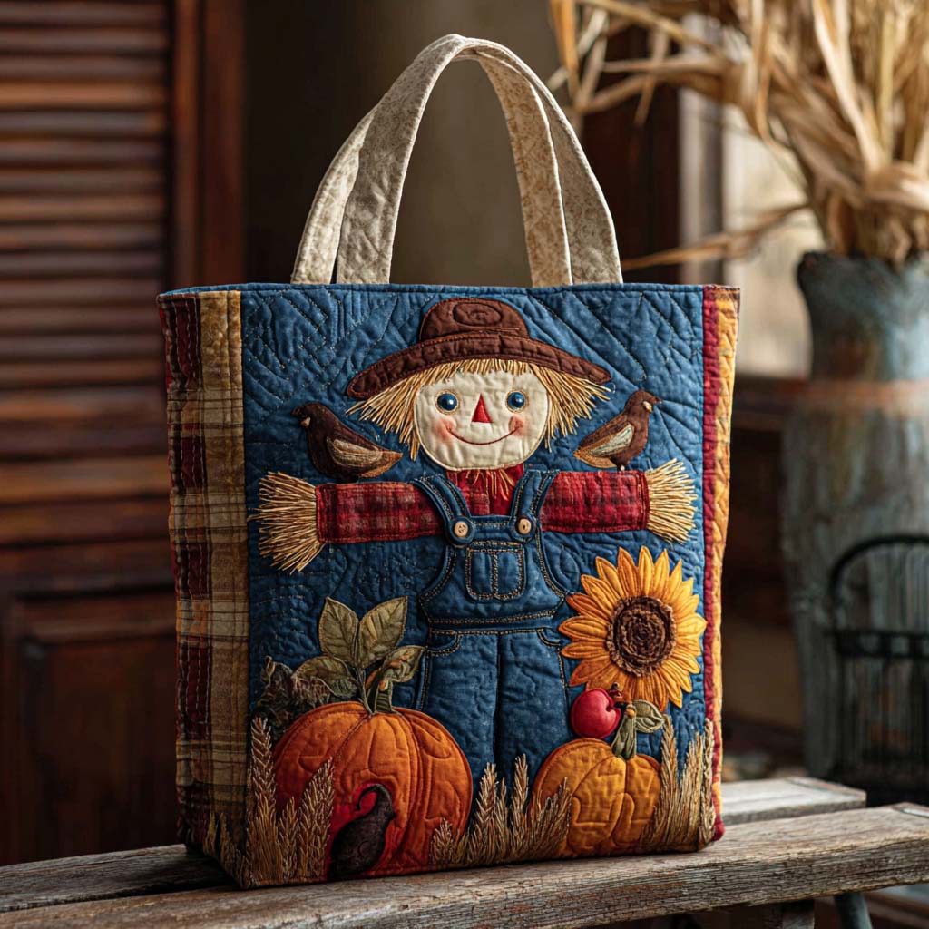 Plaid Pumpkin Quilted Tote Bag Perfect Shoulder Bag Good Fall Gifts