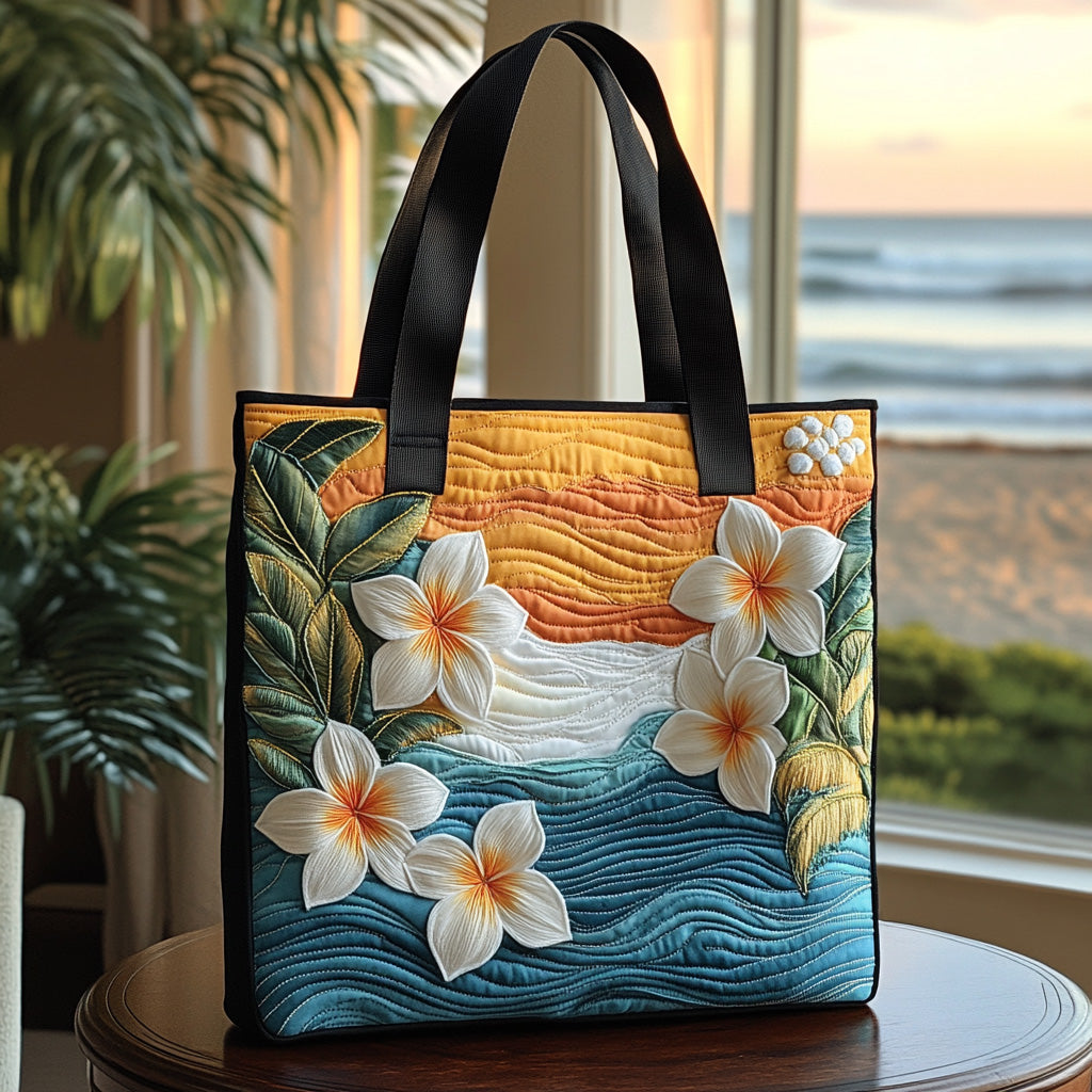 Plumeria Breeze Quilted Tote Bag Best Shoulder Tote Bag Best Mothers Day Gifts