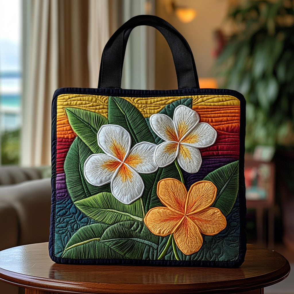 Plumeria Kiss Quilted Tote Bag Best Shoulder Handbags Mothers Day Present Ideas