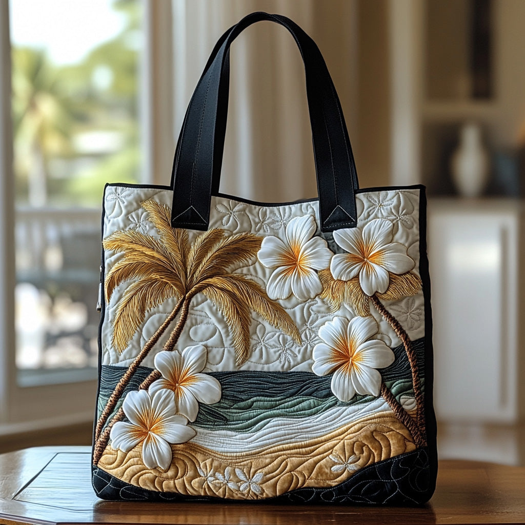 Plumeria Whisper Quilted Tote Bag Ladies Shoulder Bags Best Gifts For Mom