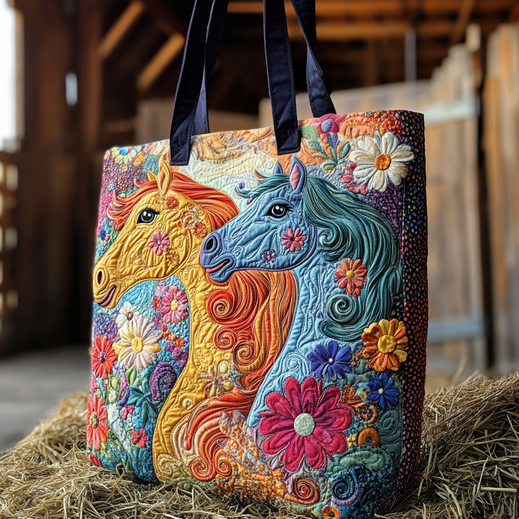 Pony Groove Quilted Tote Bag Good Shoulder Bags Luxury Gifts For Horse Lovers