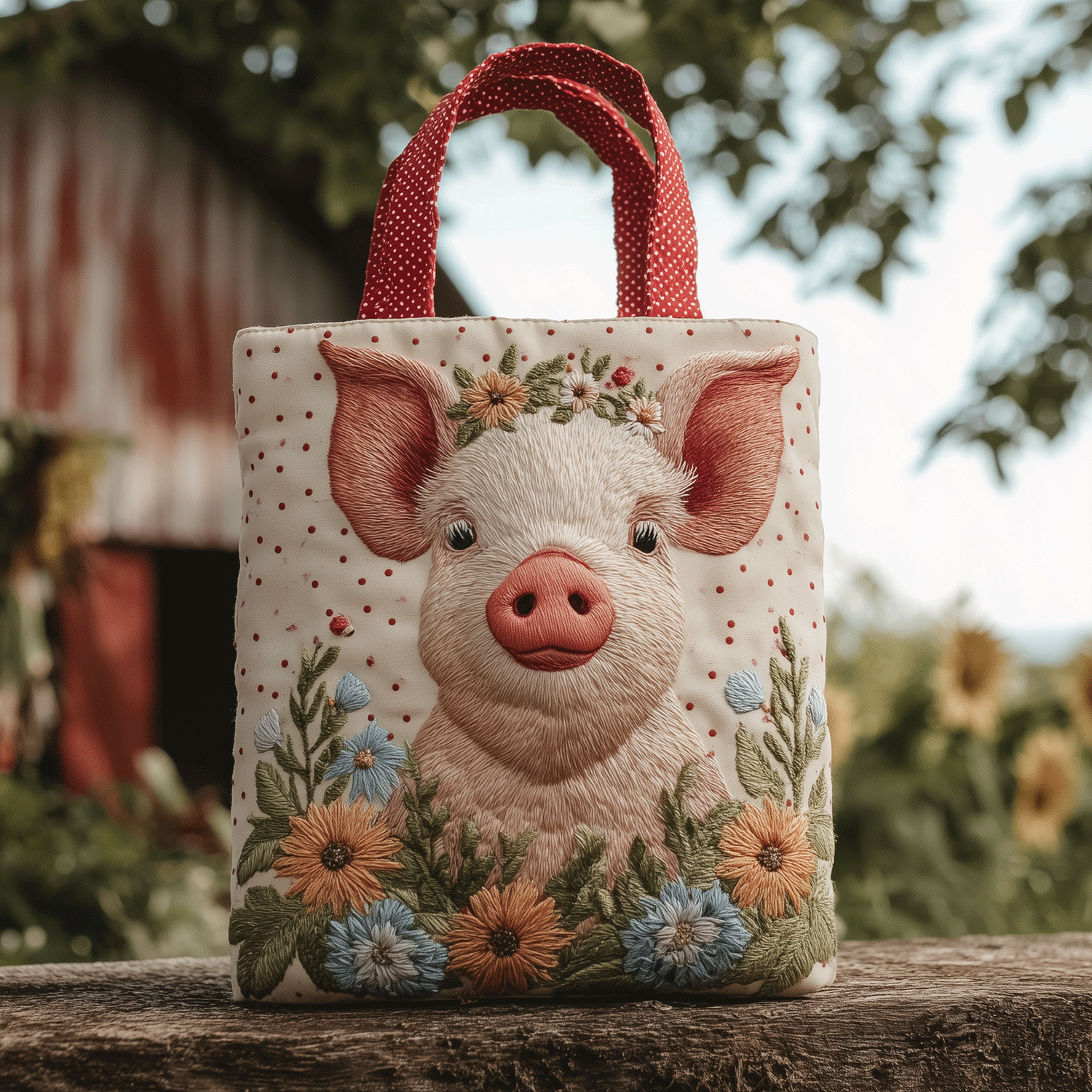 Pretty Pig Quilted Tote Bag Womens Tote Bag Presents For Pig Lovers