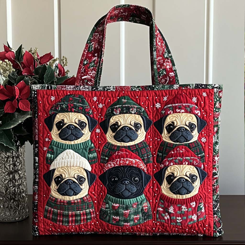 Pug Bliss Quilted Tote Bag Best Ladies Tote Bags Gifts For People Who Love Pugs