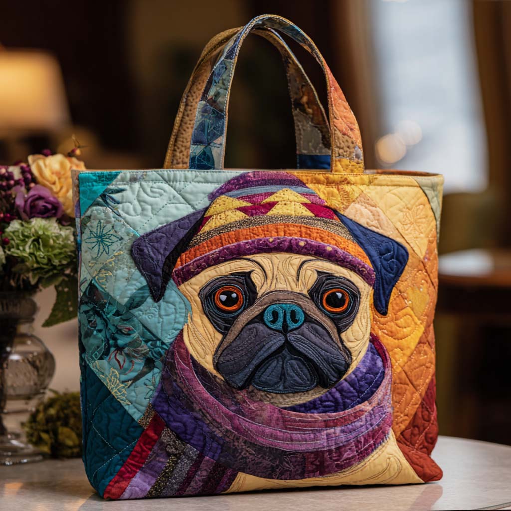 Pug Delight Quilted Tote Bag Best Tote Handbags Pug Novelty Gifts