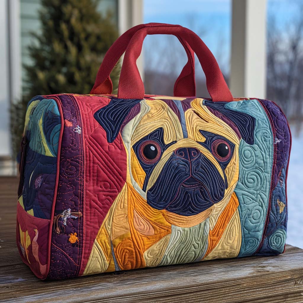 Puglet Charm Quilted Duffle Bag Womens Duffle Bags Large Cute Gifts For Dog Lovers Owners