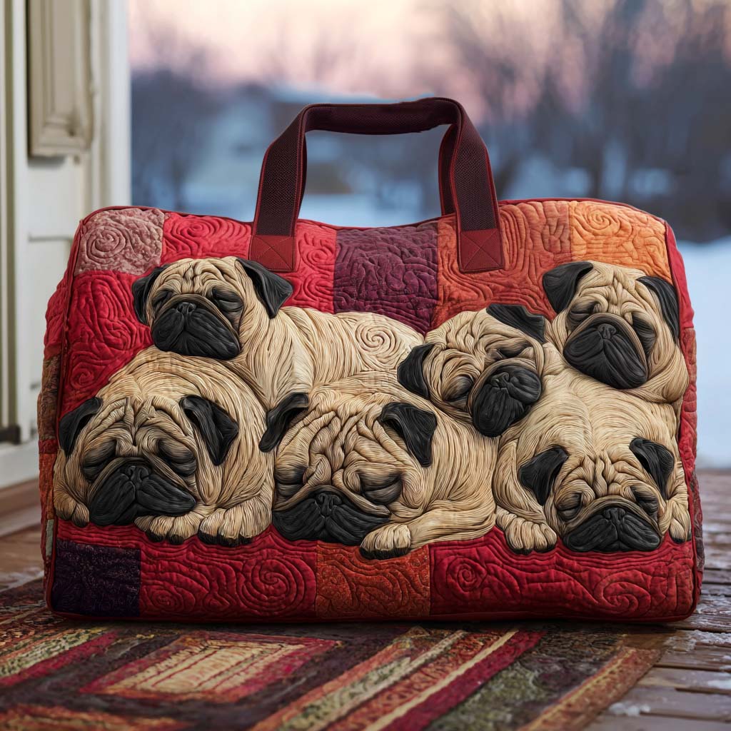 Pugsy Wugsy Quilted Duffle Bag Best Travel Duffel Bag Women Good Gifts For Dog Lovers