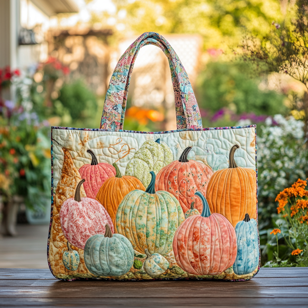 Pumpkin Garden Quilted Tote Bag Great Tote Bags Autumn Themed Gifts