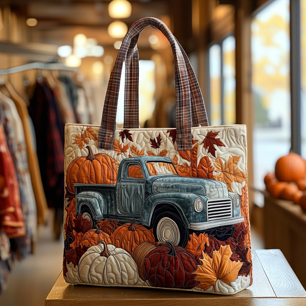 Pumpkin Pickup Quilted Tote Bag Handbag For Women Good Fall Gifts
