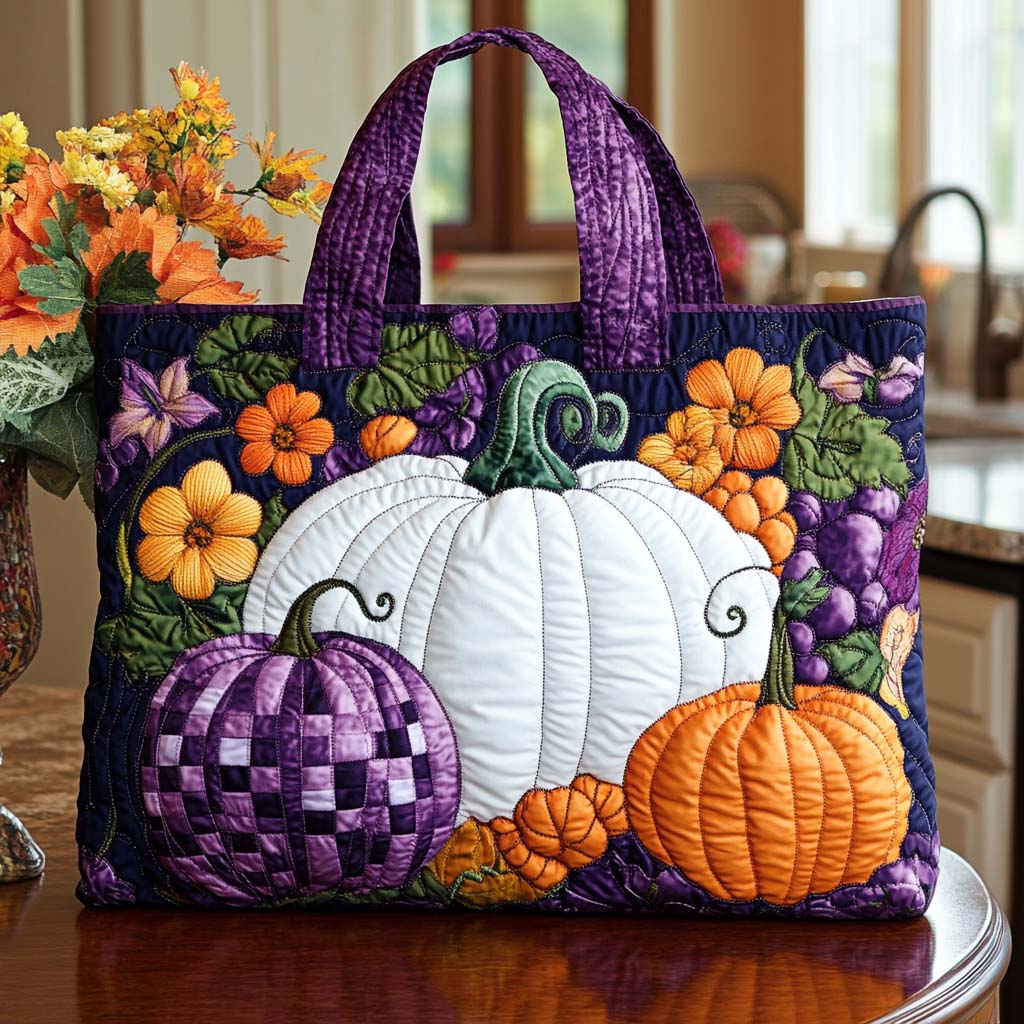 Pumpkin Smile Quilted Tote Bag Best Luxury Tote Best Autumn Gifts