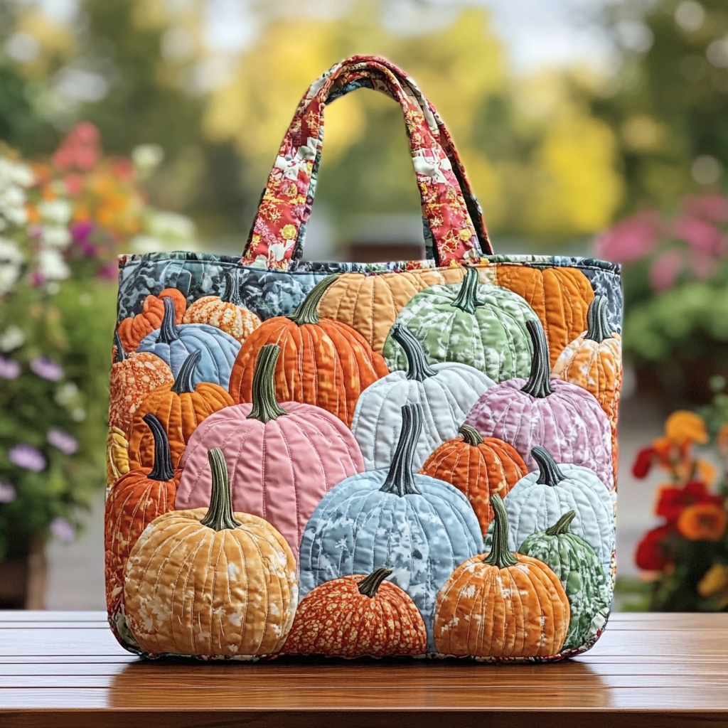 Pumpkin Vibes Quilted Tote Bag Best Totes For Women Autumn Inspired Gifts