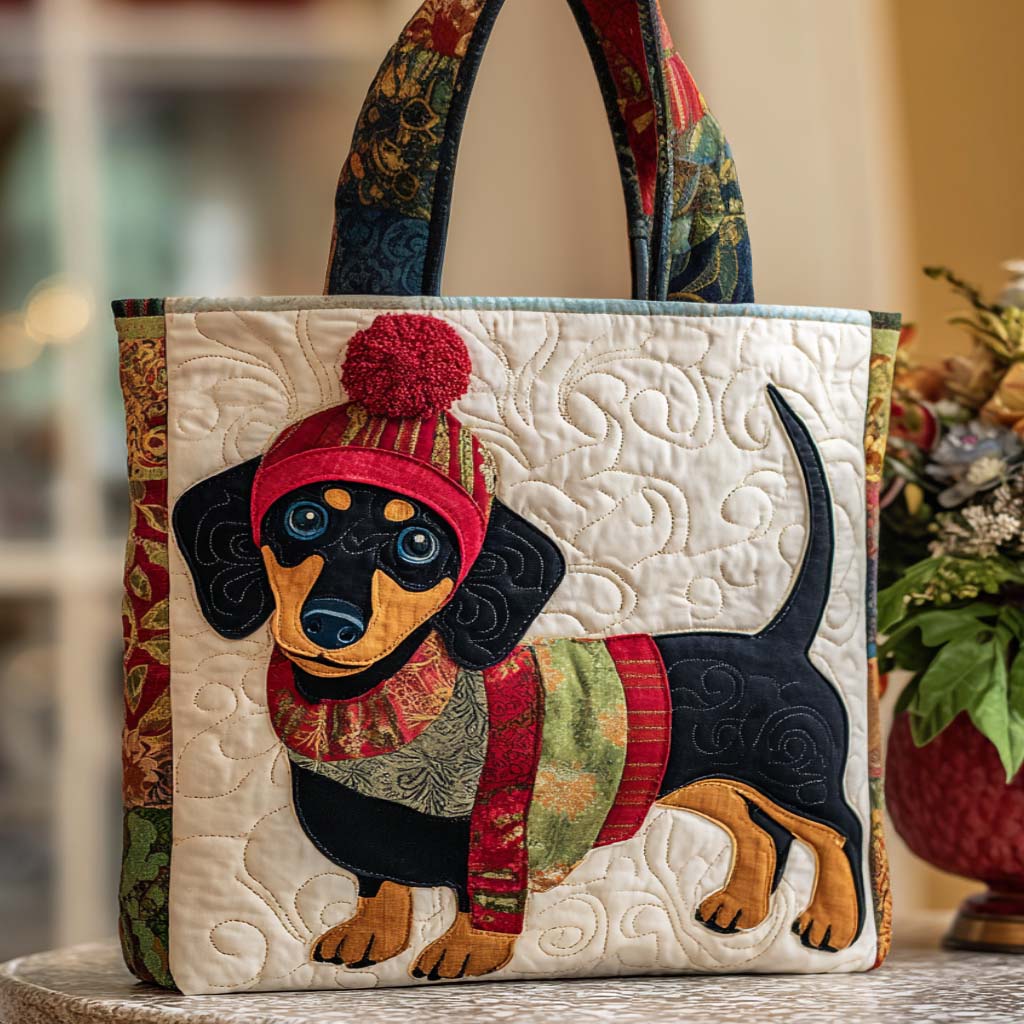 Puppy Charm Quilted Tote Bag Tote Bags For Women Weenie Dog Gifts