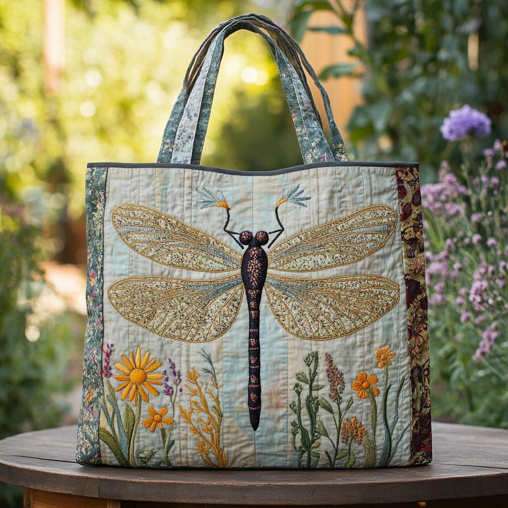 Radiant Dragonfly Quilted Tote Bag Best Shoulder Tote Bag Best Dragonfly Gifts For Mom