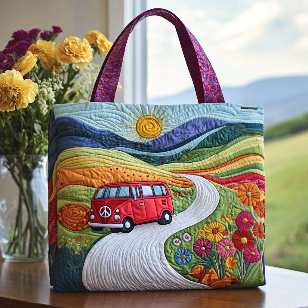 Radiant Peace Quilted Tote Bag Best Everyday Tote Bag Wedding Gifts For Hippies