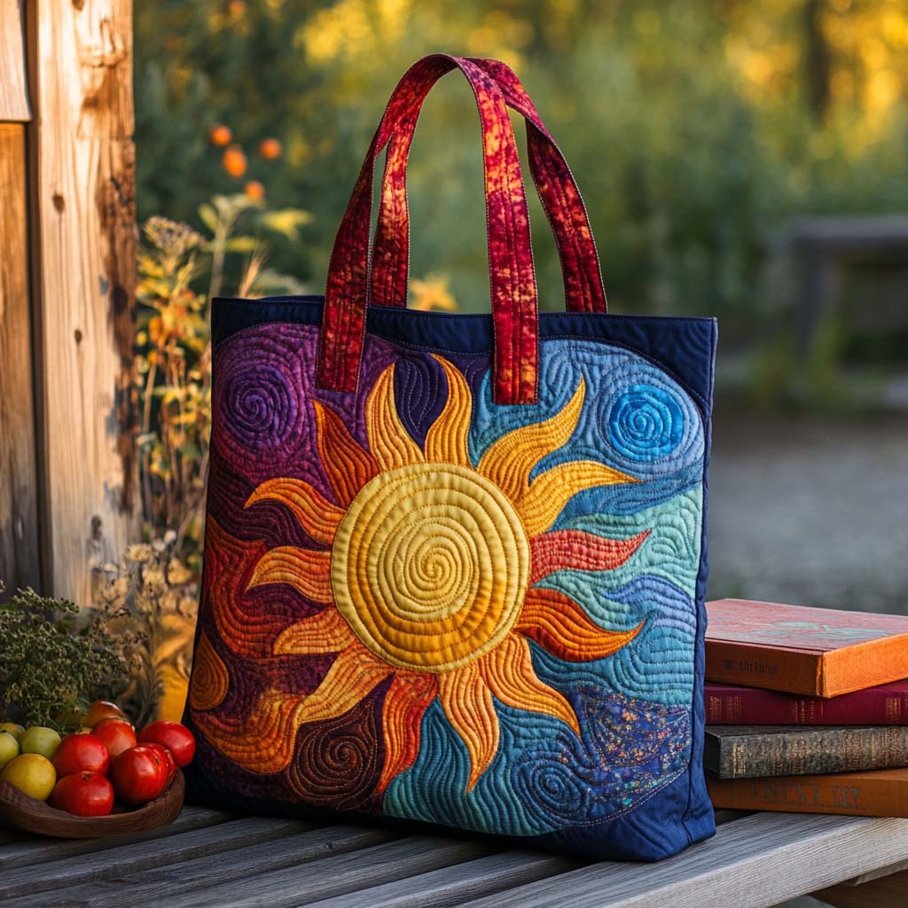 Radiant Sun Quilted Tote Bag High Quality Totes Gifts For Your Hippie Friend