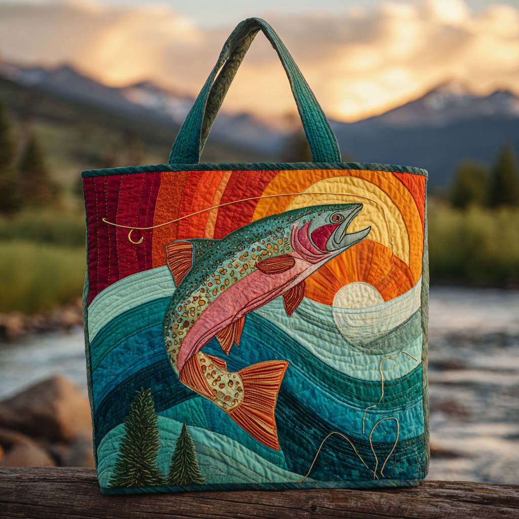 Rainbow Trout Quilted Tote Bag Good Shoulder Bags Fishing Presents For Dad