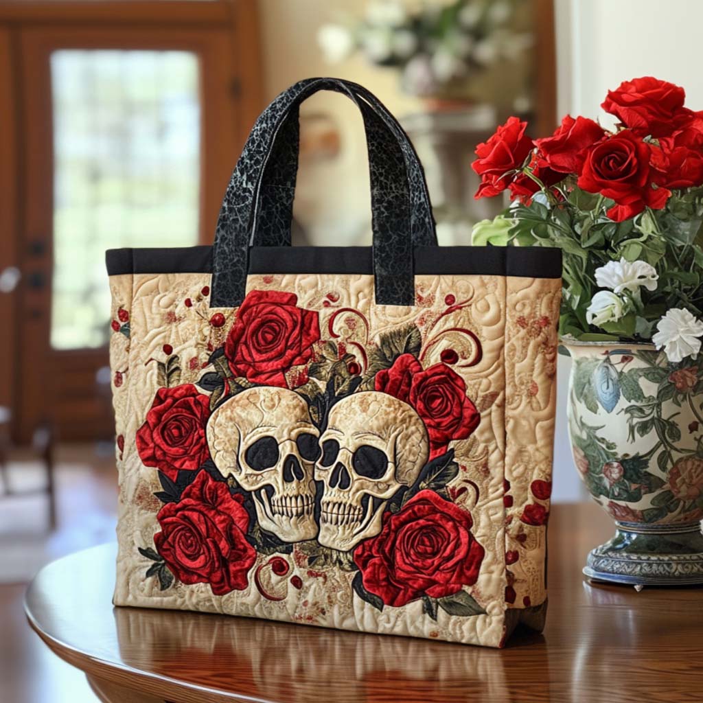 Rebel Bones Quilted Tote Bag Best Totes For Women Skull Items For Gifts