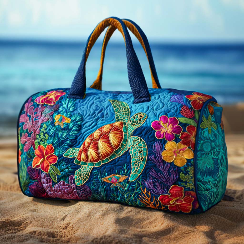 Reef Explorer Quilted Duffle Bag Travel Bag Sea Turtle Gifts For Her