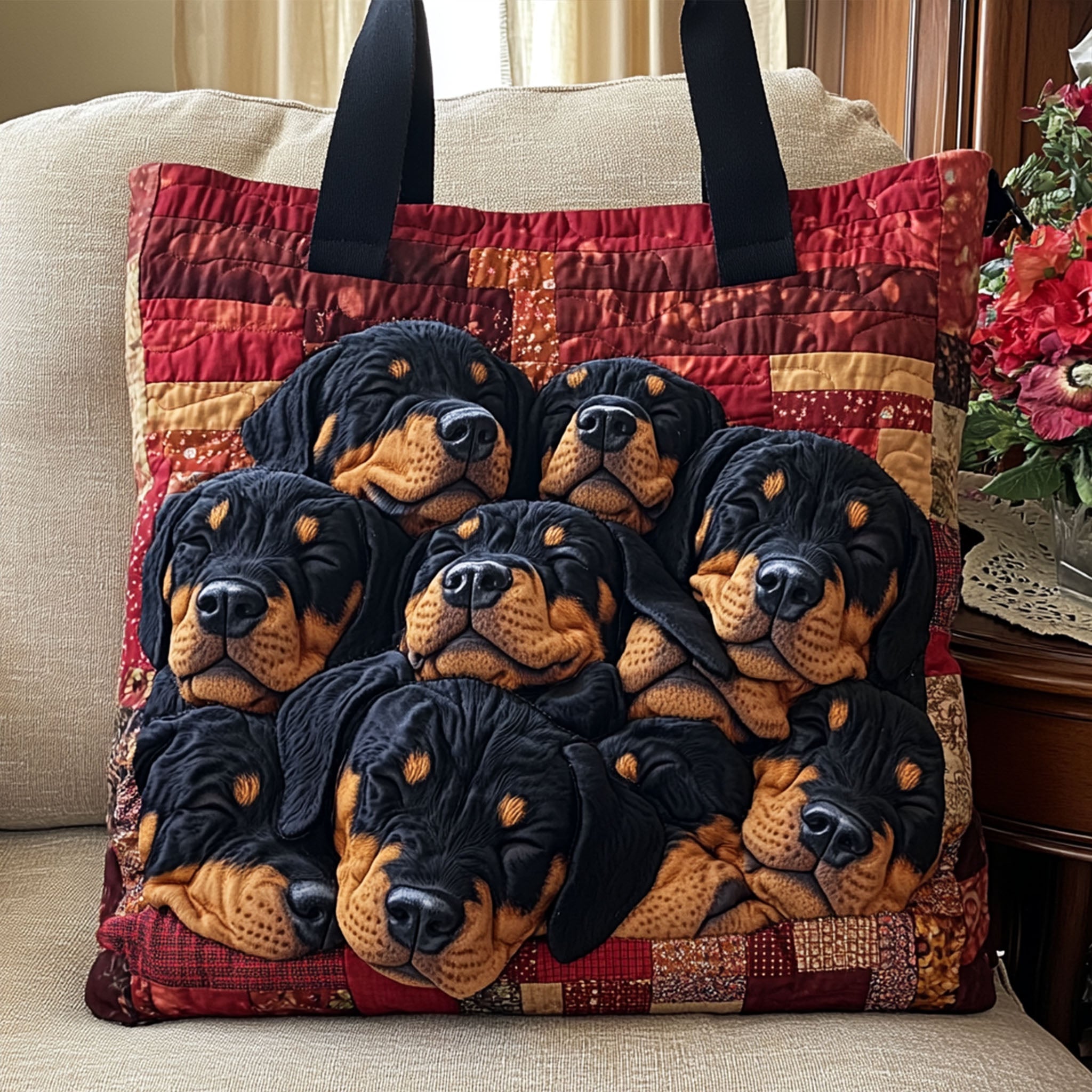 Regal Rottweiler Quilted Tote Bag Nice Tote Bags Rottweiler Gifts For Dog Lovers