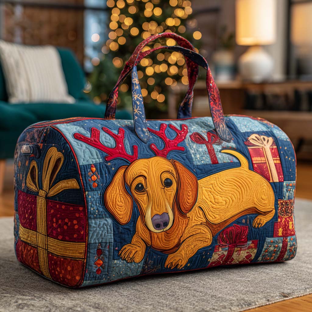 Reindeer Pup Quilted Duffle Bag Best Womens Travel Bags Good Xmas Gifts For Her