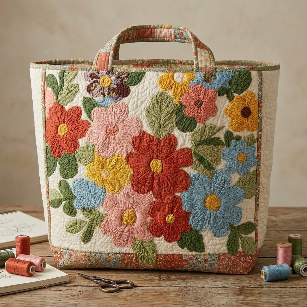 Retro Daisy Quilted Tote Bag Famous Tote Bags Gifts For Mother In Laws Birthday