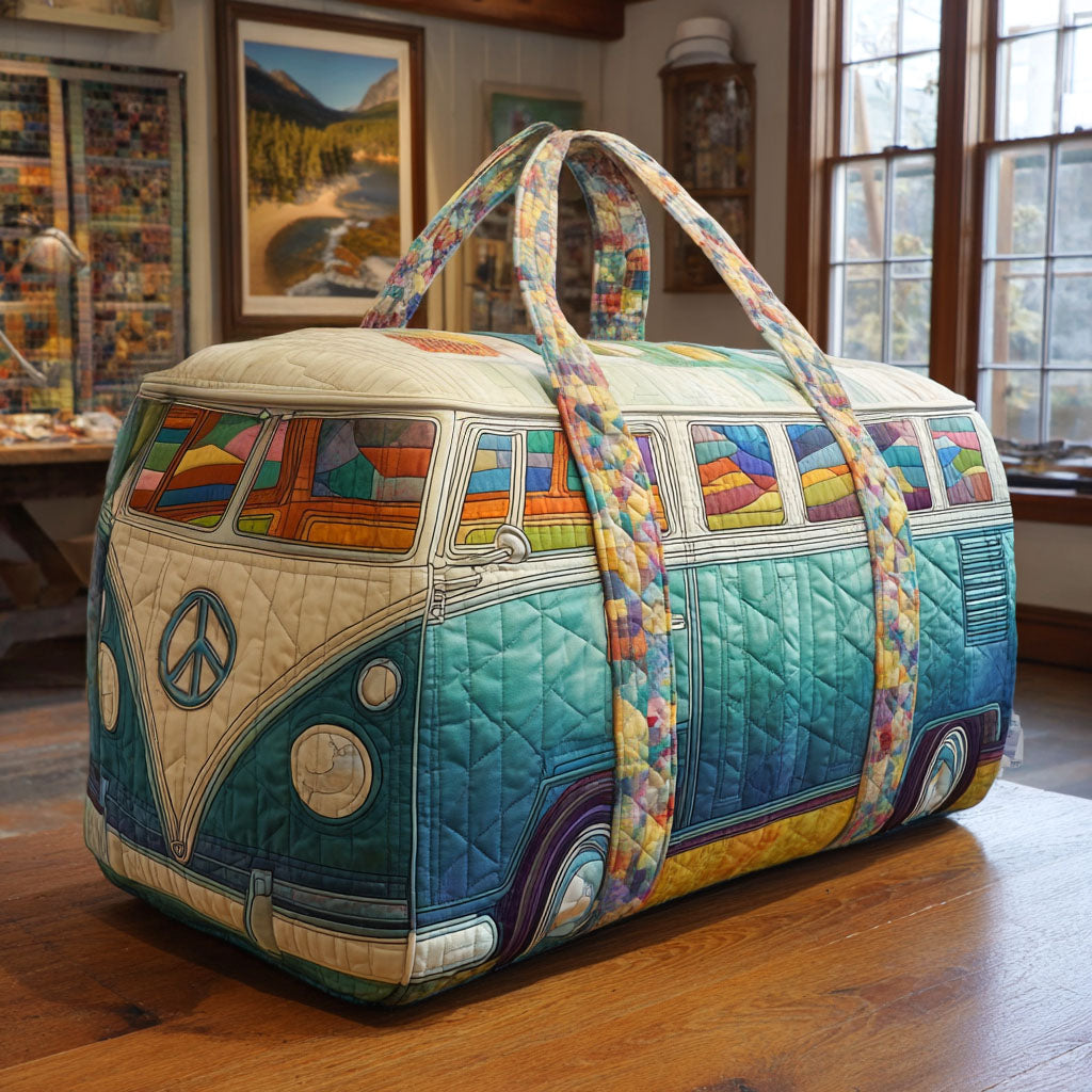 Retro Motion Quilted Duffle Bag Weekender Duffel Bag Women Gifts For Hippy Chicks