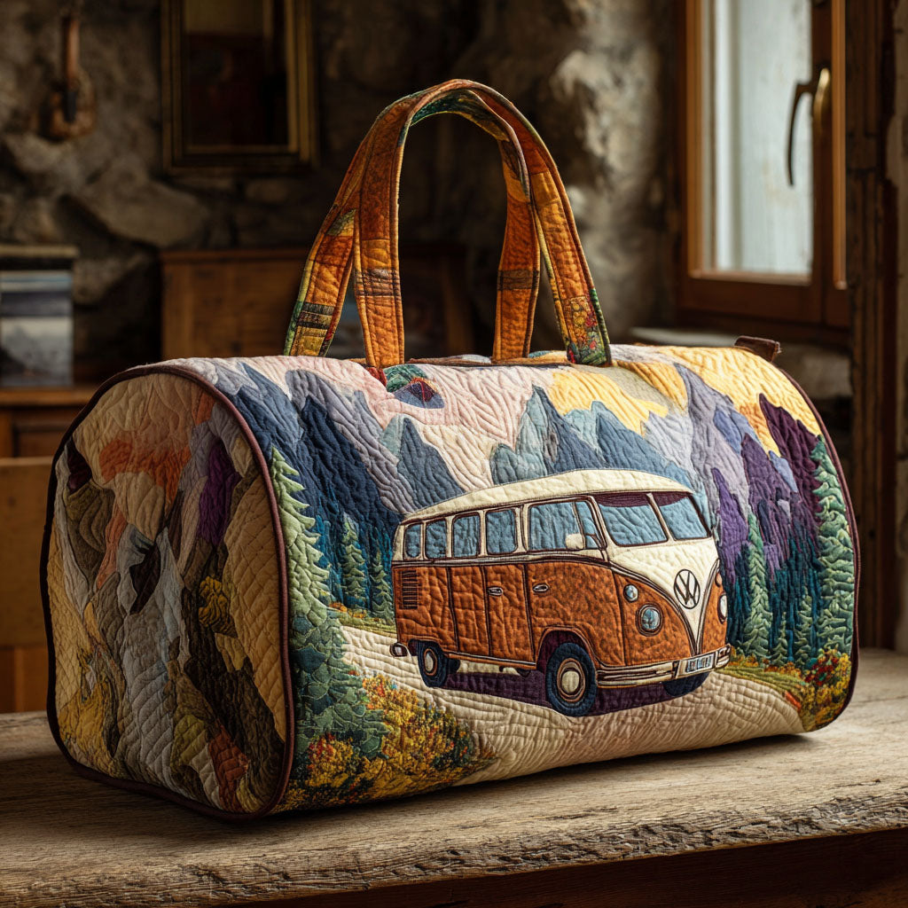 Retro Roamer Quilted Duffle Bag Duffel Weekender Bag Hippie Present Ideas