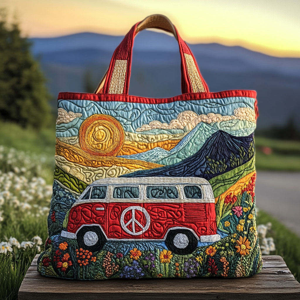 Road Trip Radiance Quilted Tote Bag Best Shoulder Handbags Best Gifts For Hippie Friends