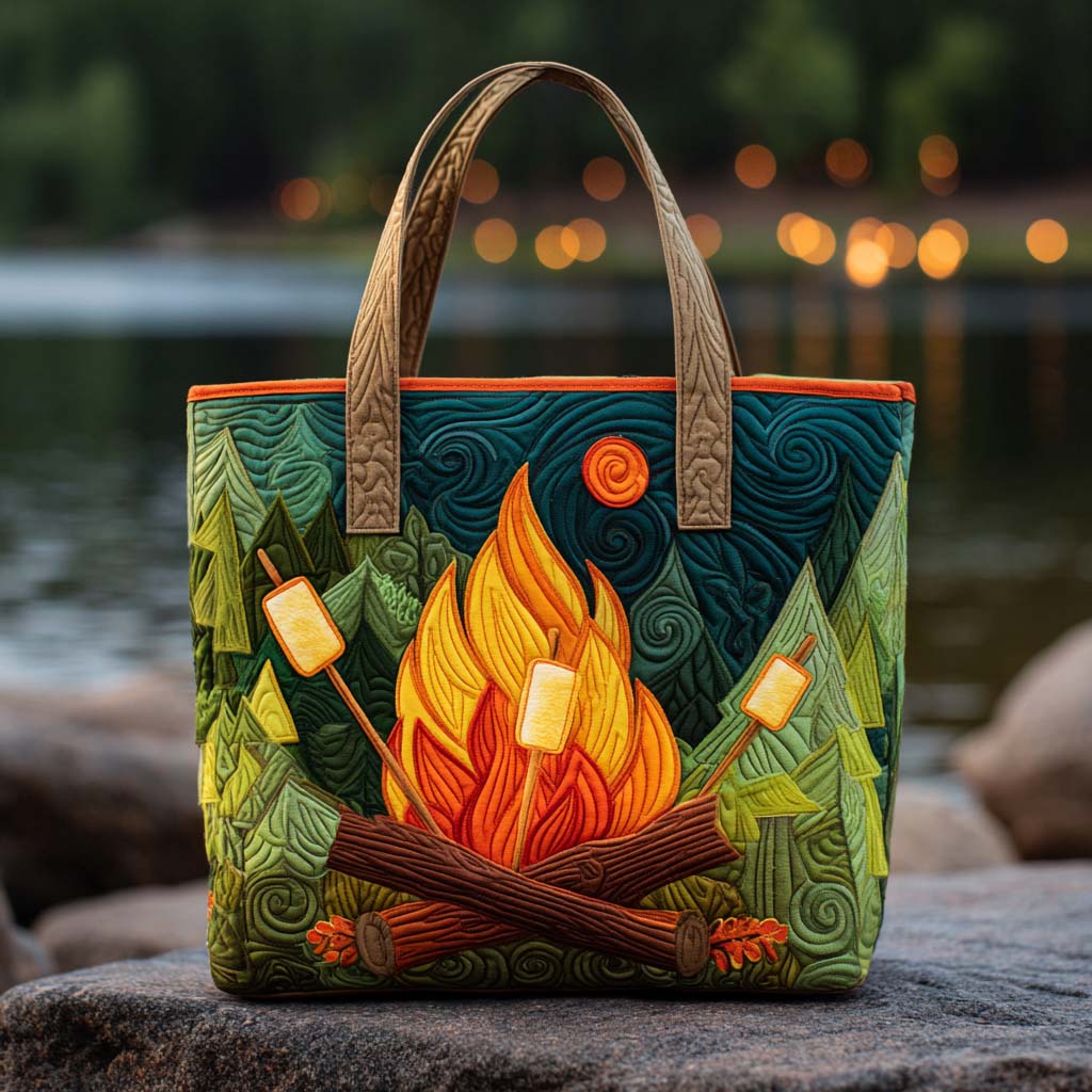 Roast and Relax Quilted Tote Bag High Quality Totes Gifts For Camping Lovers