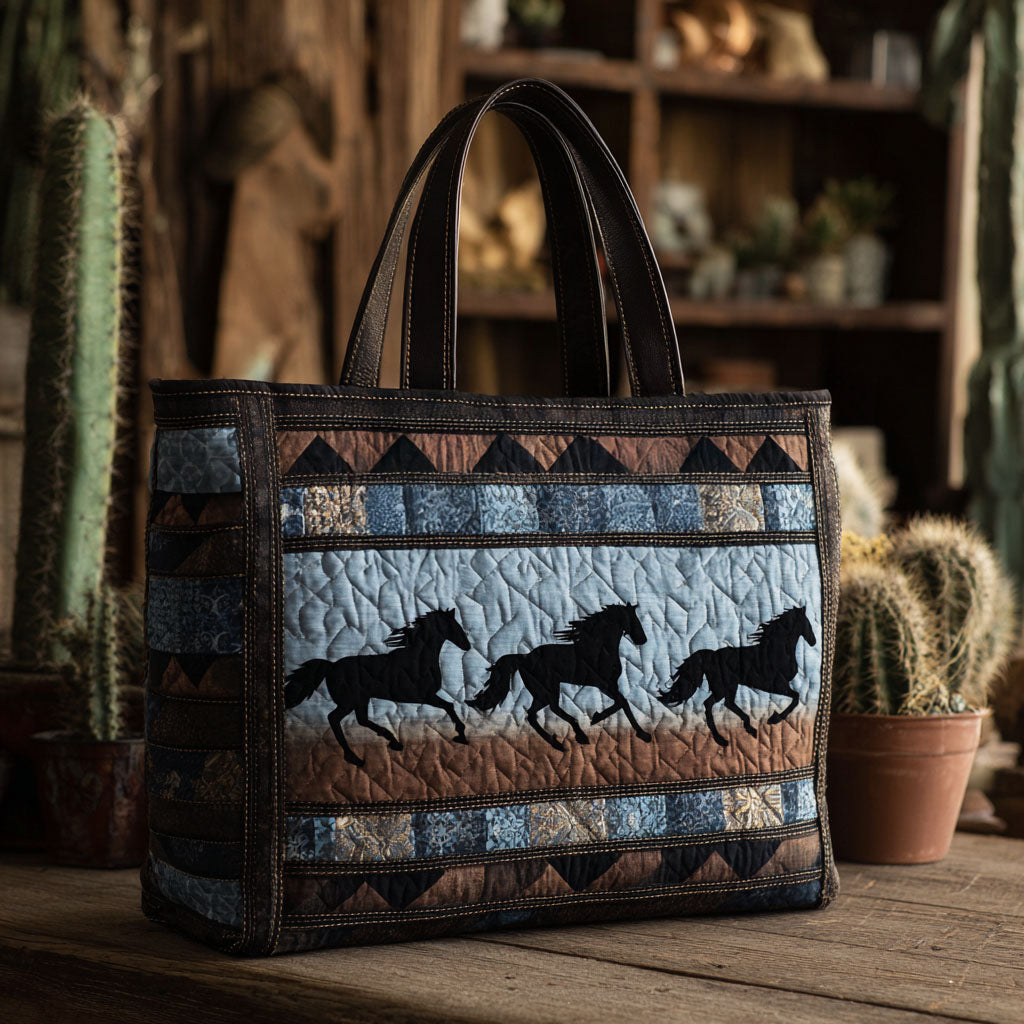 Rodeo Dust Quilted Tote Bag Travel Shoulder Bag Gifts For Young Cowboys