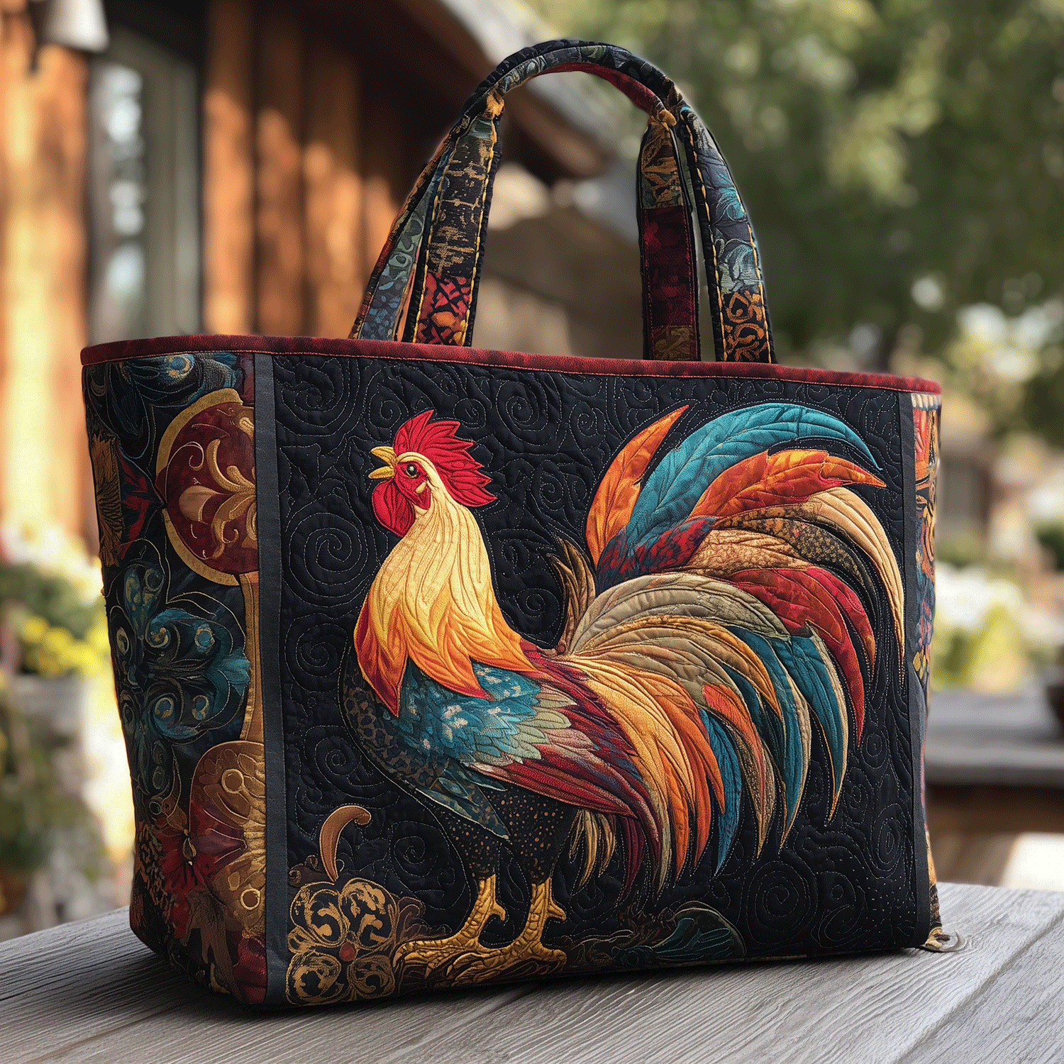Rooster Farmstyle Quilted Tote Bag The Perfect Tote Bag Gifts For Chicken Owners