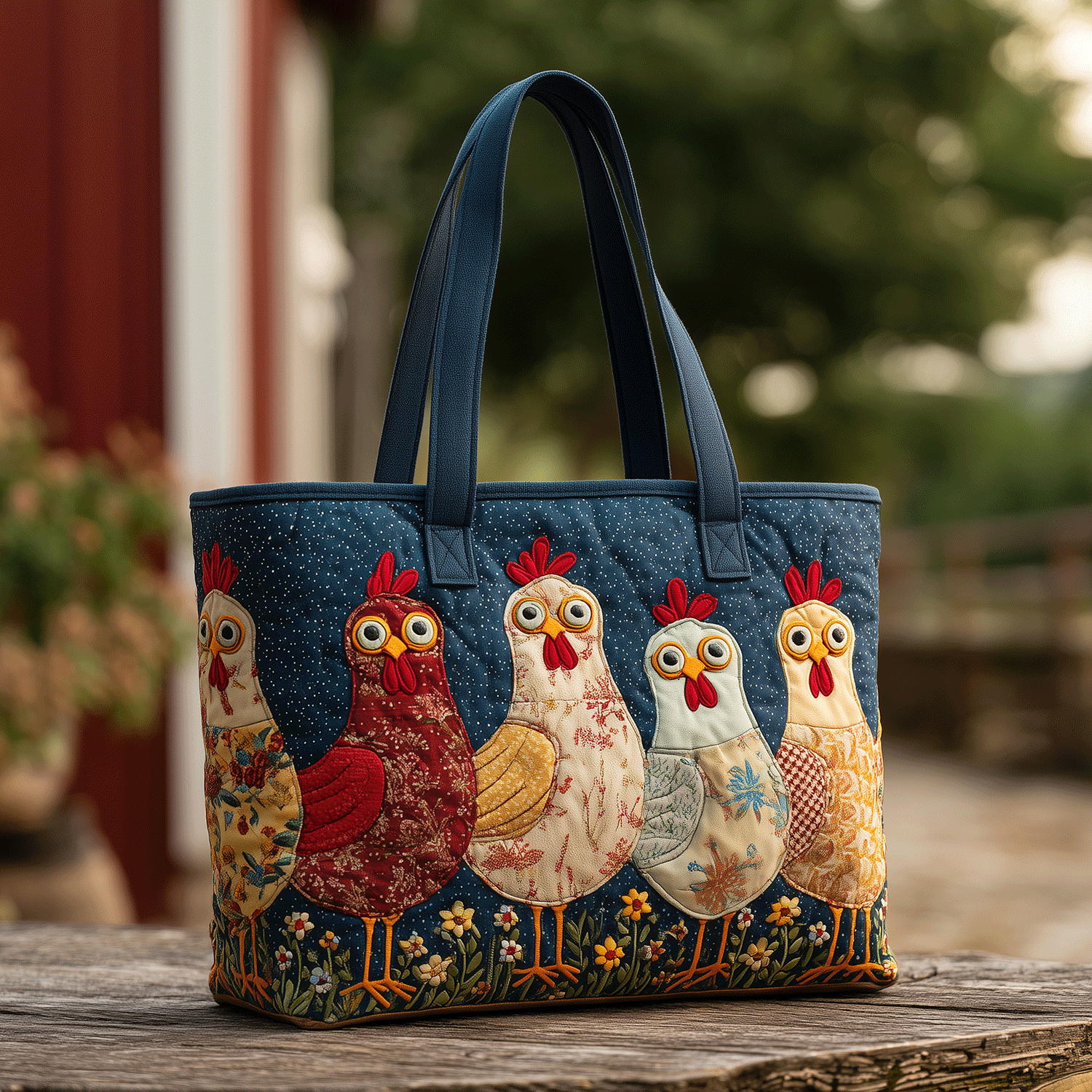 Rooster Reverie Quilted Tote Bag Shoulder Bag Gifts For Chicken Owners