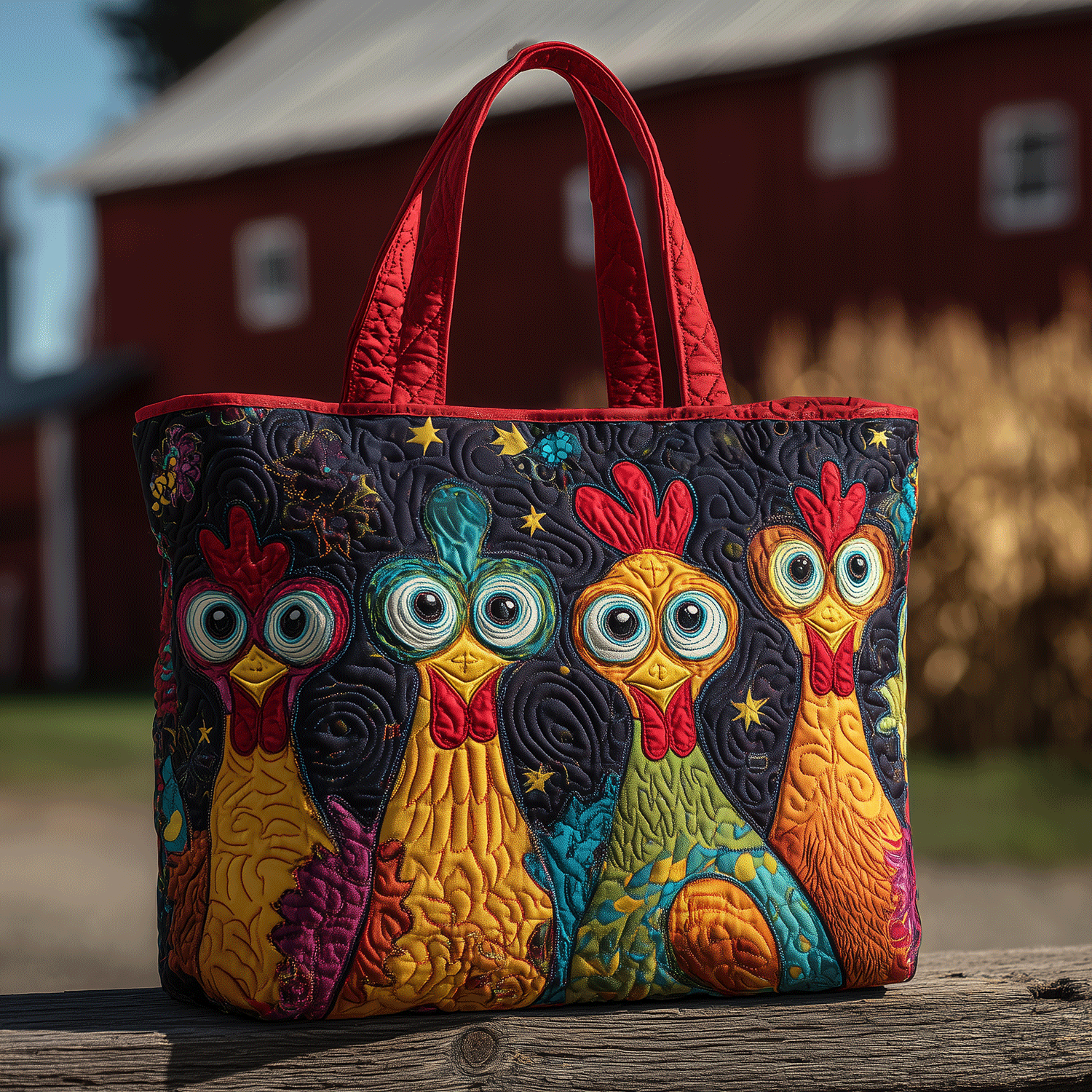 Rooster Rowdy Quilted Tote Bag Best Everyday Tote Presents For Chicken Lovers