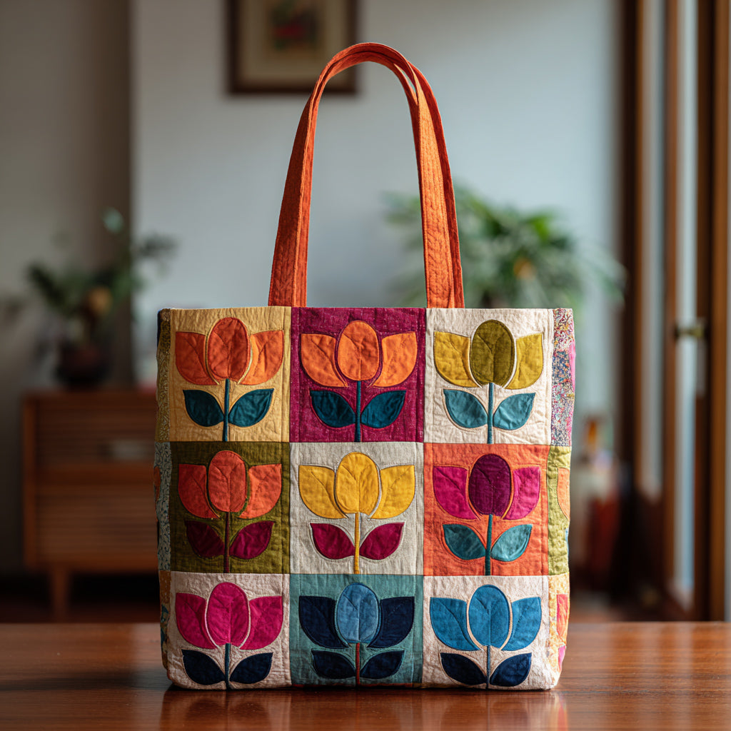 Rose Flower Quilted Tote Bag Handbag For Women Present For Your Mom