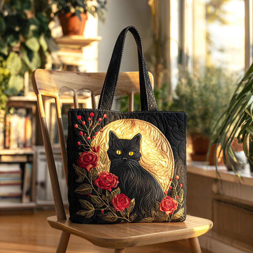 Rose Noir Quilted Tote Bag Perfect Shoulder Bag Unique Cat Gifts