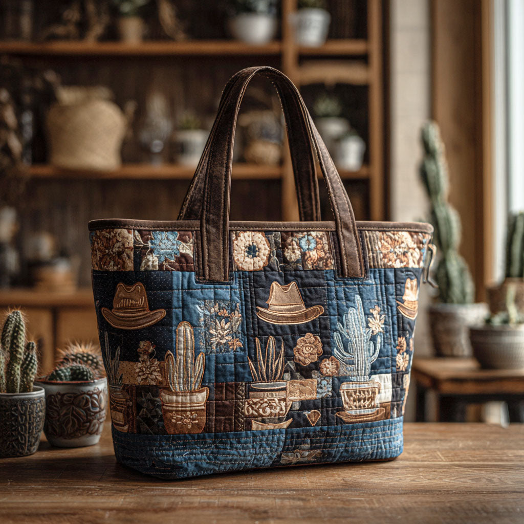 Rugged Elegance Quilted Tote Bag Top Tote Bags Cowboy Theme Gifts