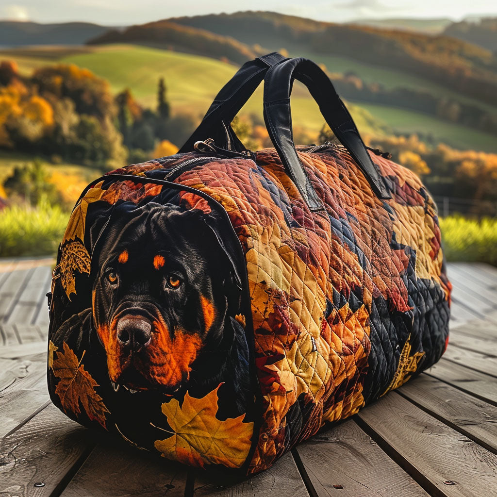 Rustic Grove Rottweiler Quilted Duffle Bag Gym Duffle Bag Gift Idea For Dog Pet Lovers