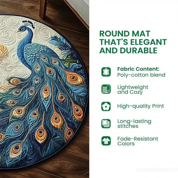 Rustic Guardian Grizzly Bear Quilted Round Mat Celtic Stone Pattern Decor Gift For Beer lovers - Image 4