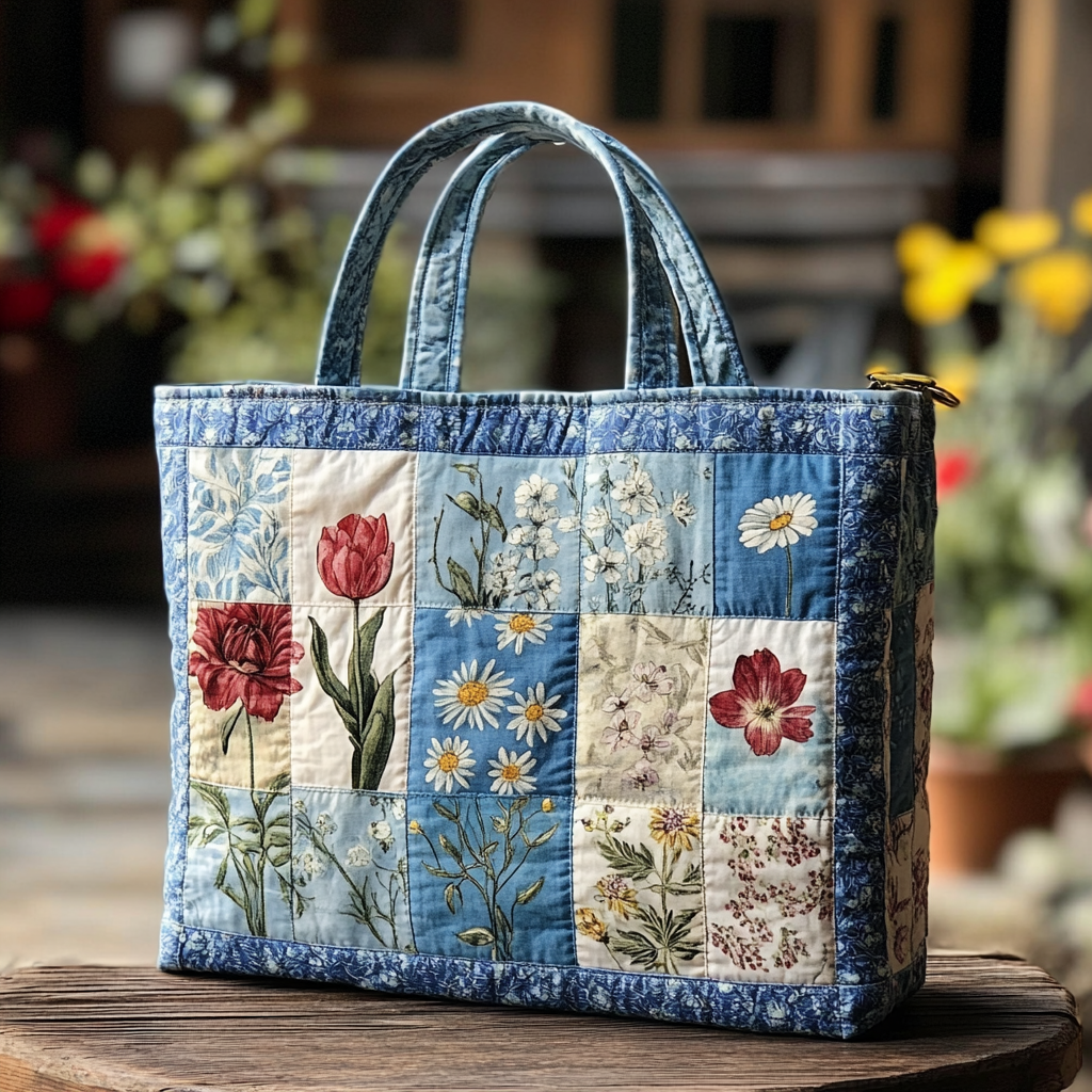 Rustic Leaf Quilted Tote Bag Most Popular Shoulder Bags Mother Gifts From Son