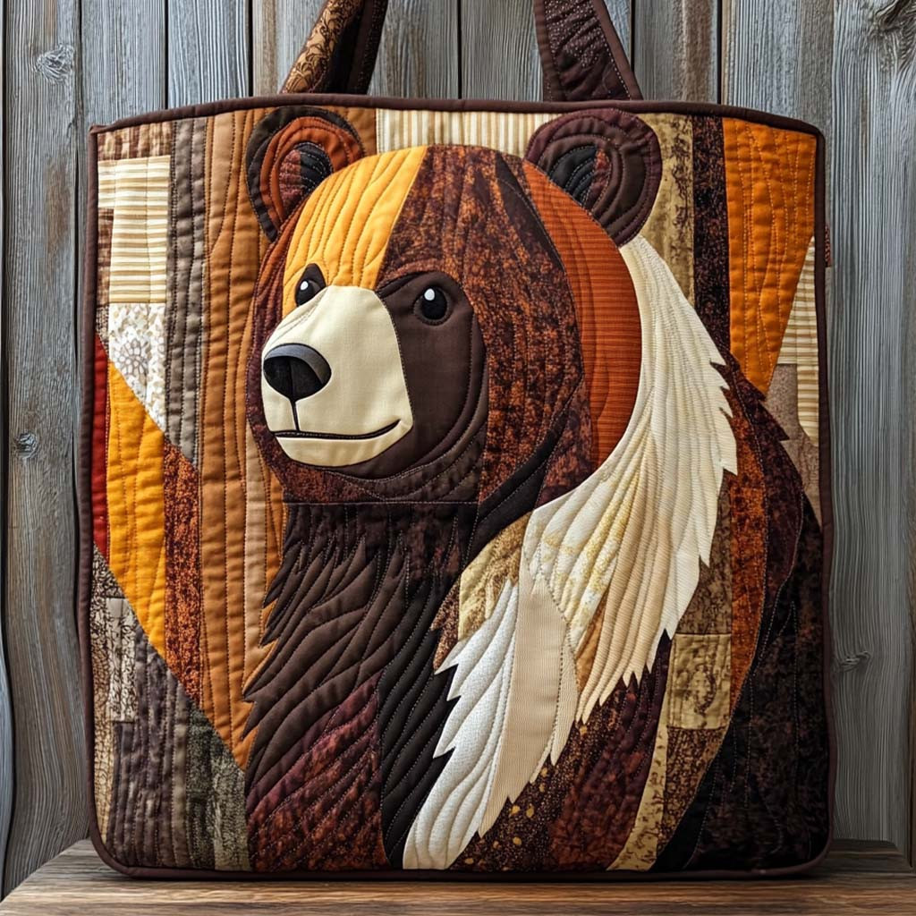 Rustic Patch Bear Quilted Tote Bag Most Popular Tote Bags Bear Gifts For Her