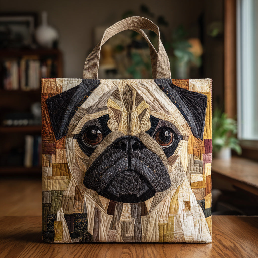 Rustic Pug Quilted Tote Bag Cute Shoulder Bags Creative Mother's Day Gifts