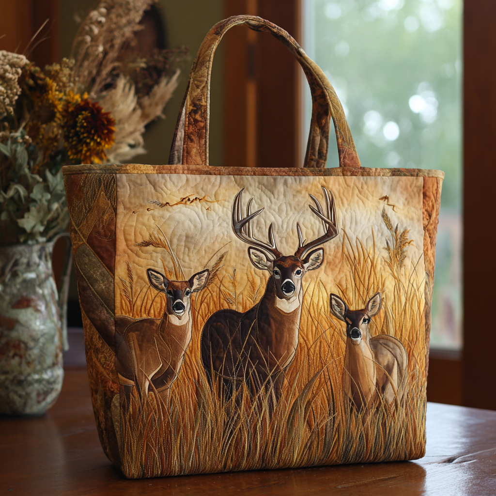 Rustic Woods Quilted Tote Bag Best Shoulder Tote Bag Top Gifts For Deer Hunters