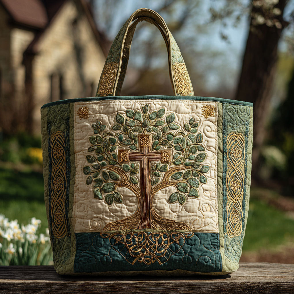 Sacred Embrace Quilted Tote Bag Women's Shoulder Handbags Religious Gifts For Mom
