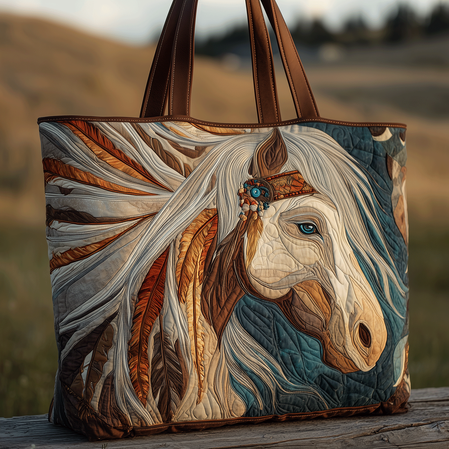 Sacred Horse Trail Quilted Tote Bag Best Shoulder Bags For Everyday Gifts For Horse Back Riders