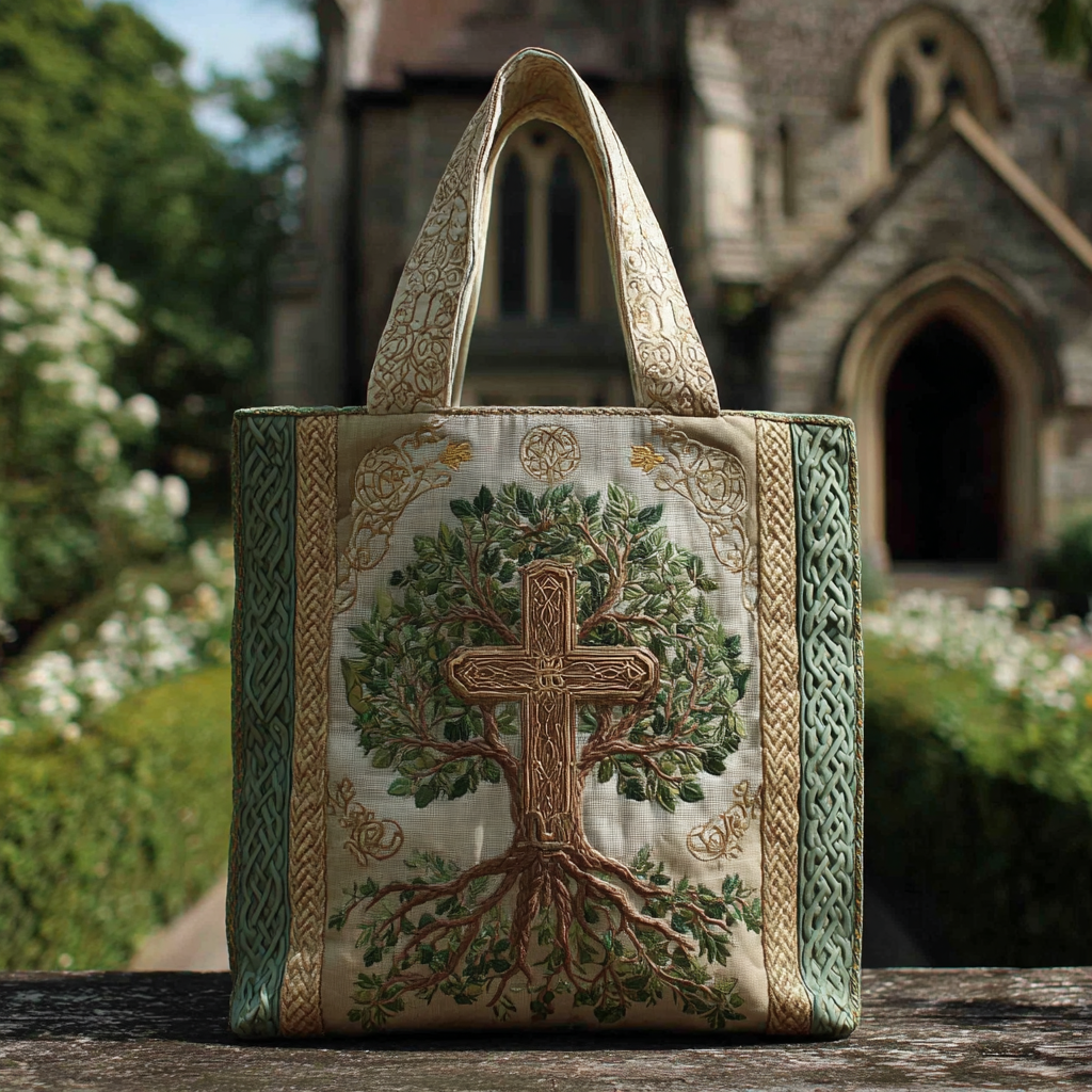Sacred Intersection Quilted Tote Bag Best Tote Bag Unique Christian Gifts