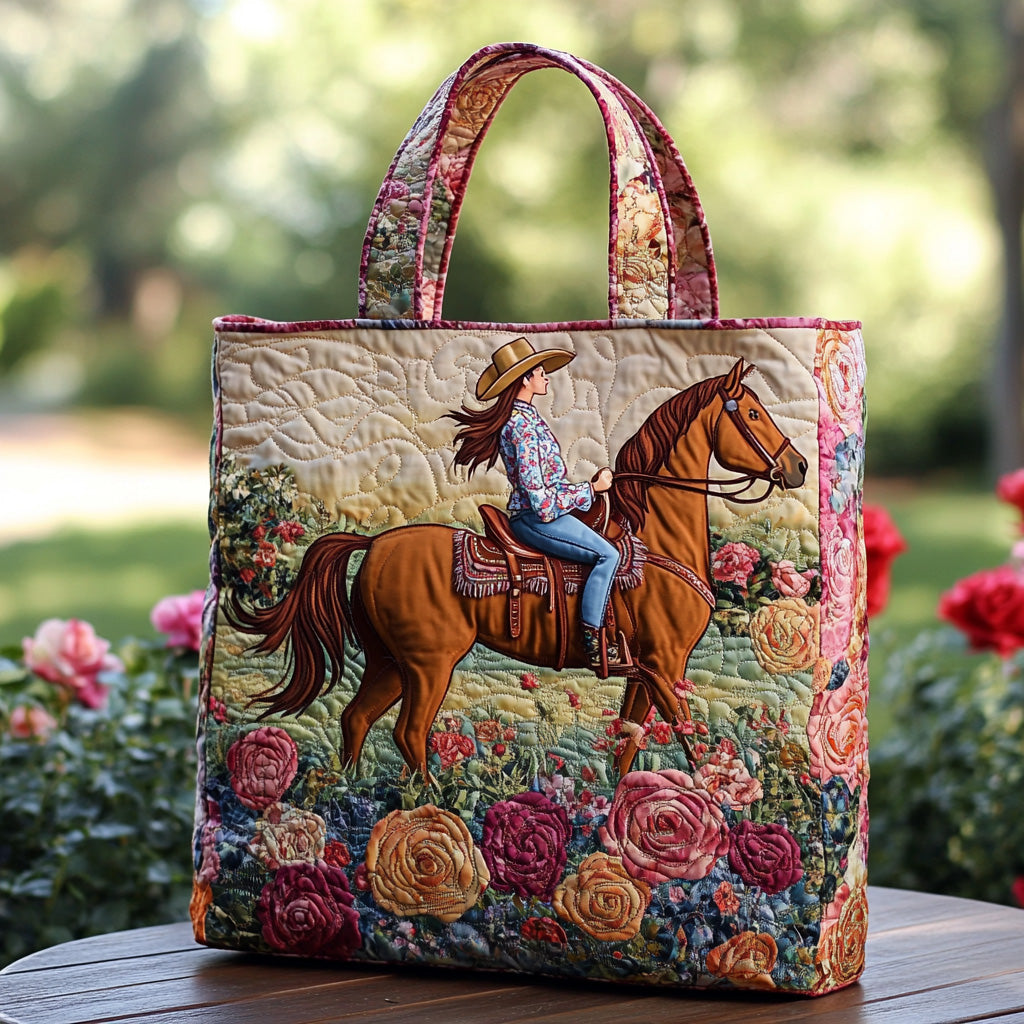 Saddle Blossom Quilted Tote Bag Best Shoulder Bag For Women Cowgirl Gifts