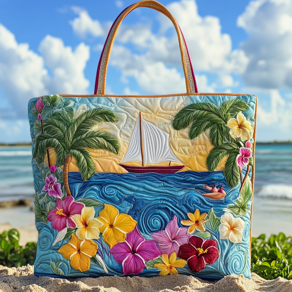 Sailing Tropics Quilted Tote Bag The Perfect Tote Bag Beach Lover Gifts For Her