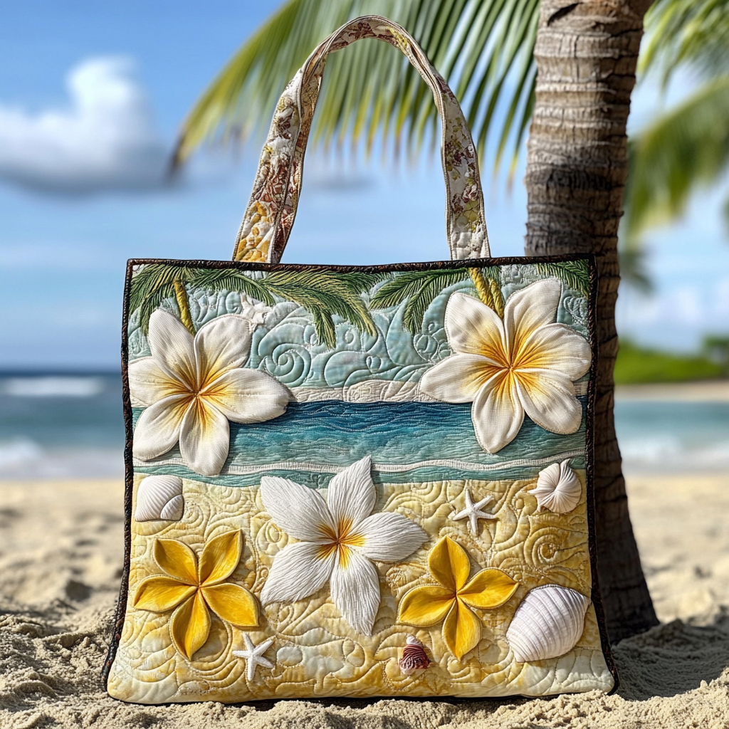 Sandy Paradise Quilted Tote Bag Best Quality Tote Bags Summer Gifts For Beach Lovers