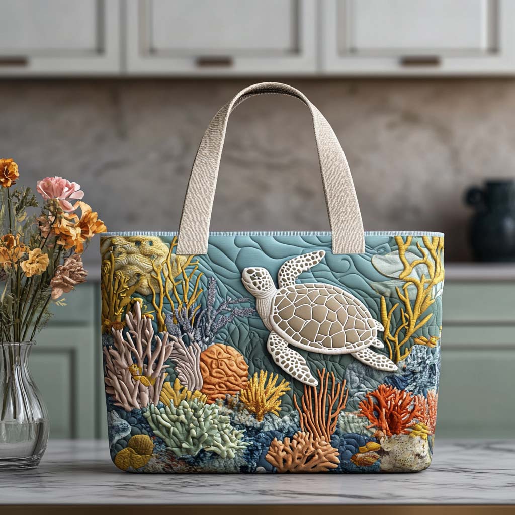Sandy Turtle Tracks Quilted Tote Bag Best Totes Sea Turtle Gifts For Her
