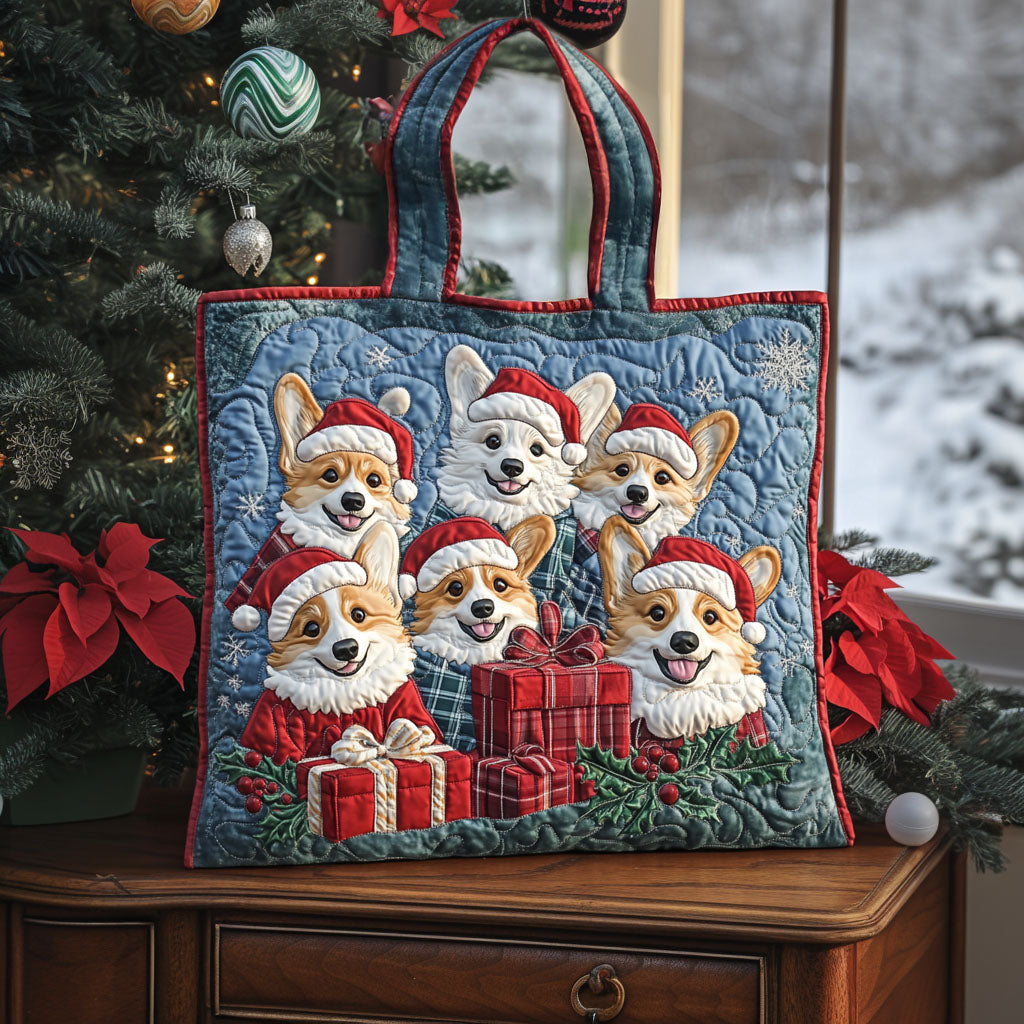 Santa Corgi Quilted Tote Bag Best Everyday Tote Bag Corgi Related Gifts